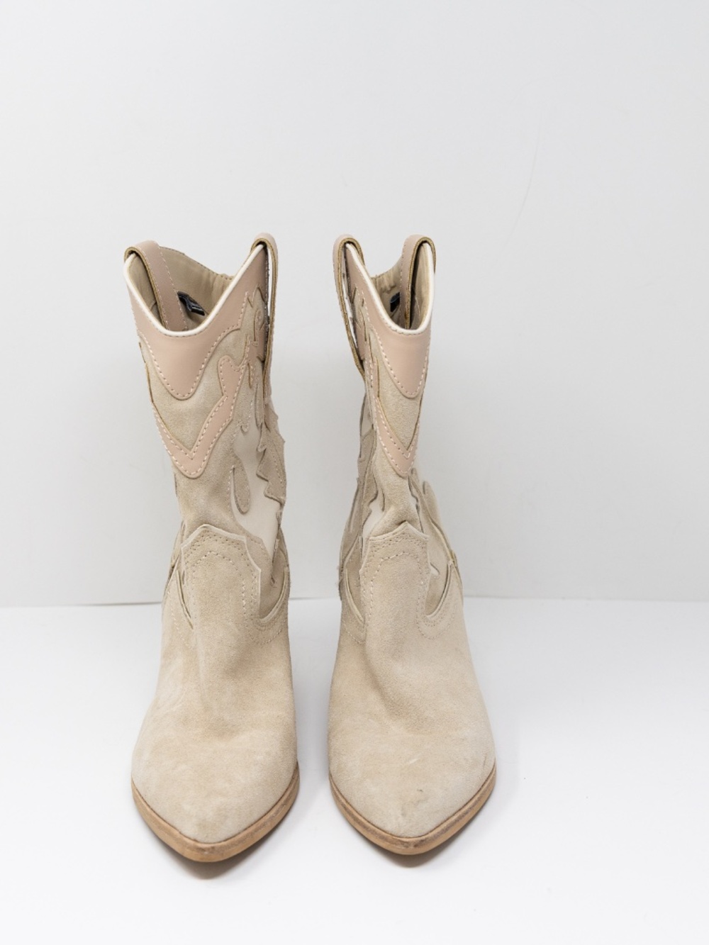 Dolce Vita Landen Dune Suede Block Heel Pull On Cowboy Boots Booties Shoes 7.5 - Picture 2 of 4